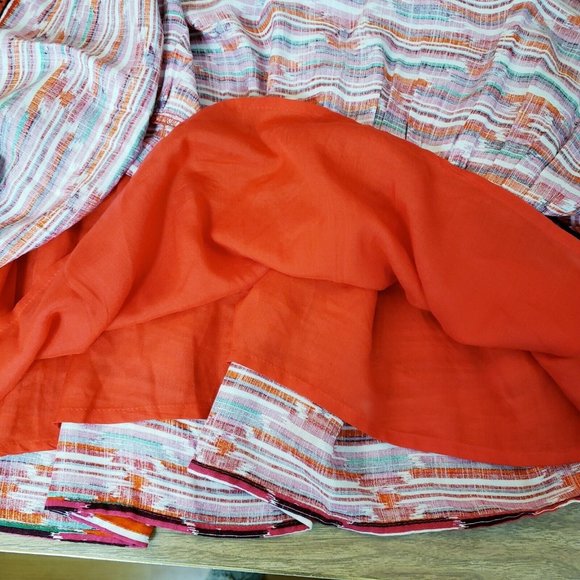 Loft Ikat Womens Dress Size 6 Red Pink Smocked Back Western Ruffle Desert NEW - Picture 9 of 15